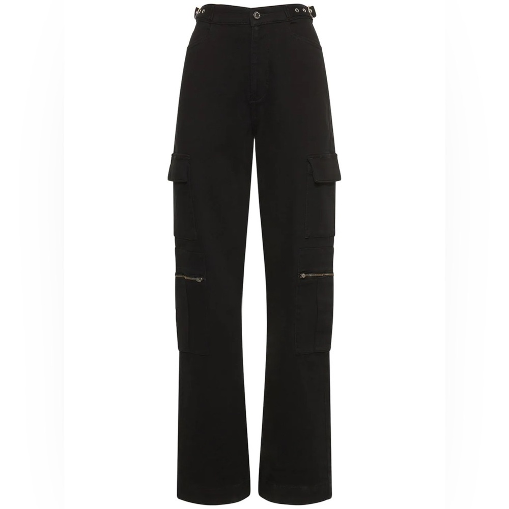 WeWoreWhat Black Utility Straight Leg Cargo Jeans Pants Silver Hardware Size 28